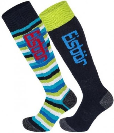 Obrázek Dětské lyžařské ponožky EISBÄR JR COMFORT 2 PACK navy-lime