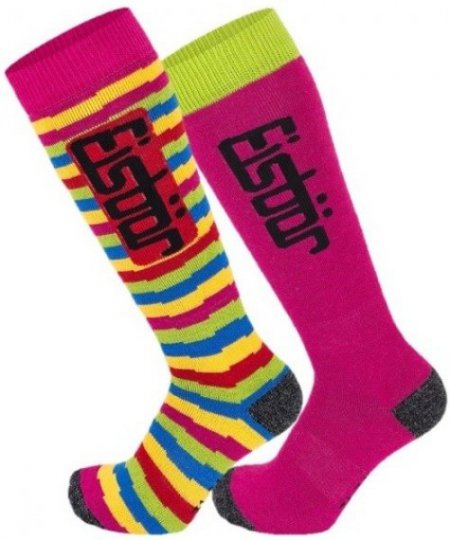 Obrázek Dětské lyžařské ponožky EISBÄR JR COMFORT 2 PACK fuchsia-lime